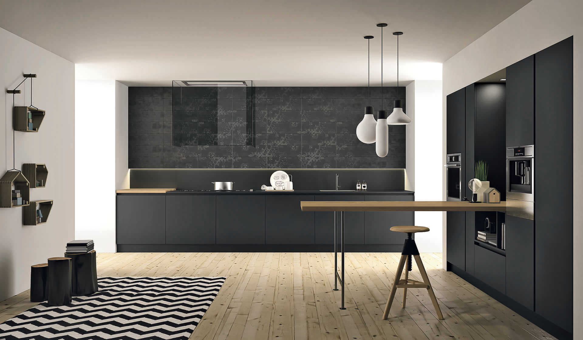 עיצוב מטבחי יוקרה בצבע שחור doimo cucine מדגם ASPEN